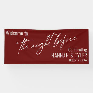 Contemporary Burgundy The Night Before Welcome Banner