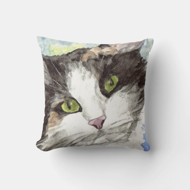 Contemporary Calico Cat Lover Gifts Cushion (Front)