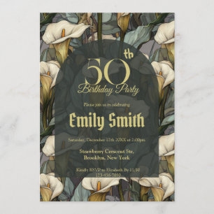 Contemporary Call Lilies Floral Girl Birthday Invitation