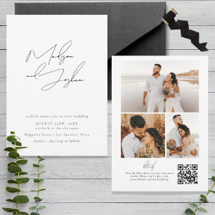 Contemporary Calligraphy Photo Collage QR Code Invitation