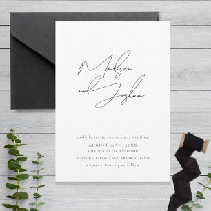 Contemporary Calligraphy Simple Wedding Invitation