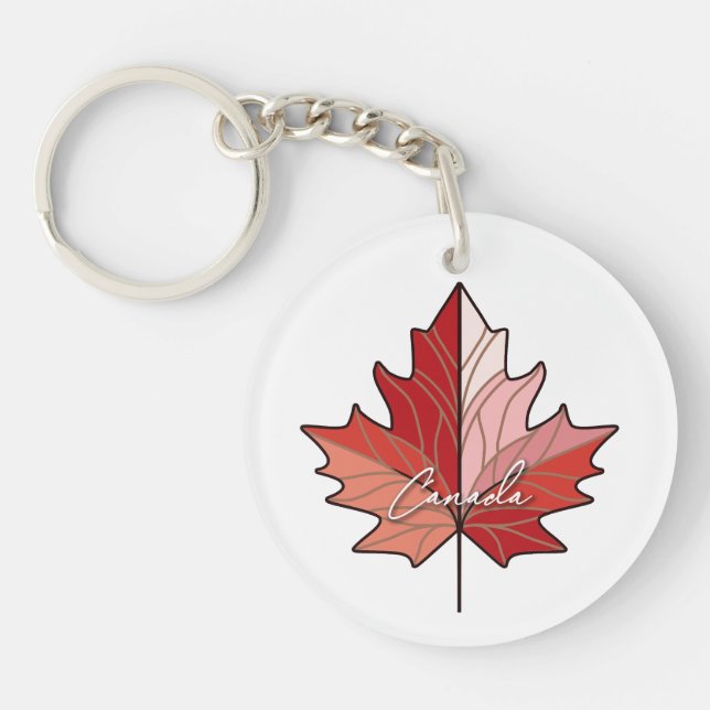 Contemporary Canadian Maple Leaf ID1071 Key Ring (Front)