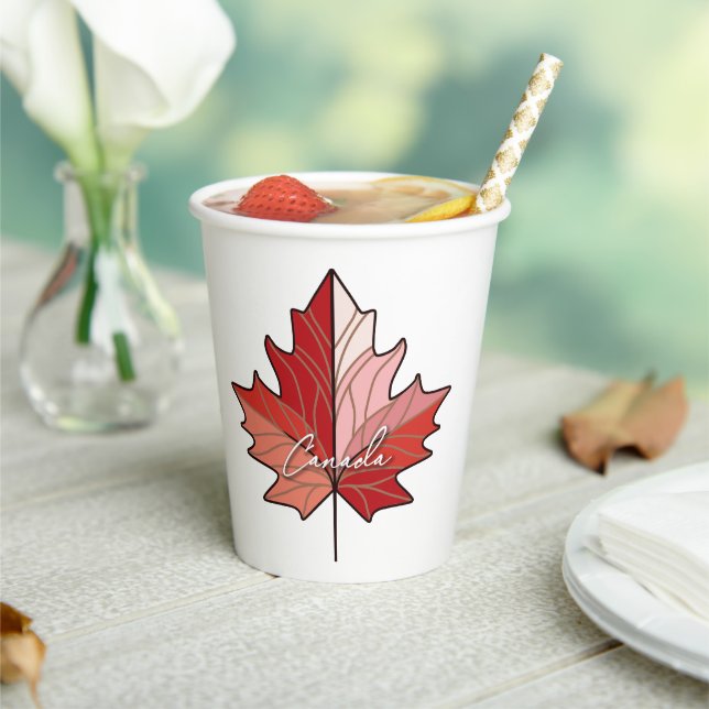 Contemporary Canadian Maple Leaf ID1071 Paper Cups (Insitu)