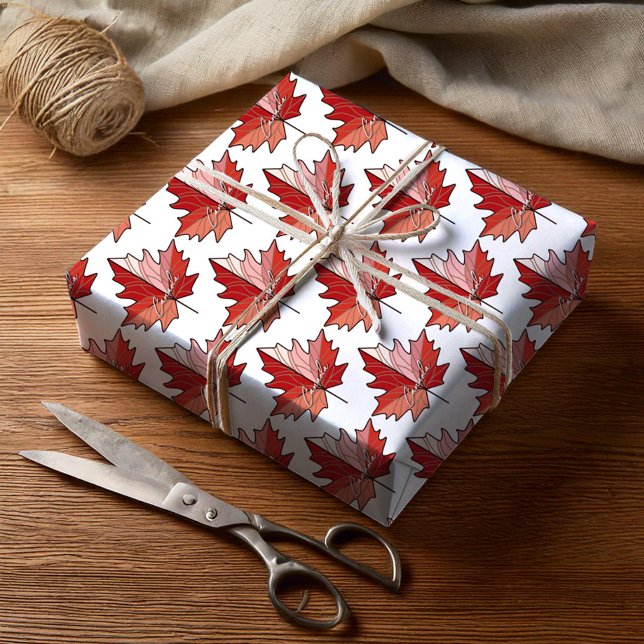 Contemporary Canadian Maple Leaf Pattern ID1071 Wrapping Paper (Creator Uploaded)