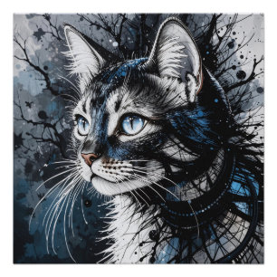 Contemporary Cat Glossy Poster