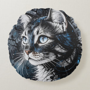 Contemporary Cat Round Cushion