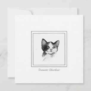 Contemporary Cat Sketch of a Domestic Shorthair    Card