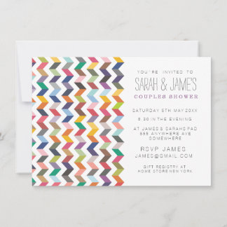 Contemporary Chevron Couples Shower Party Invite