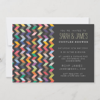 Contemporary Chevron Couples Shower Party Invite