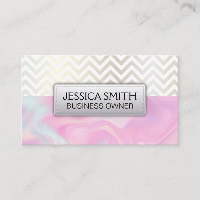 Contemporary Chevron Pastel Liquid Business Card (Front)