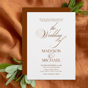 Contemporary Chic Boho Brown Fall Wedding Invitation