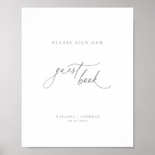 Contemporary Chic Grey Minimalist Guest Book