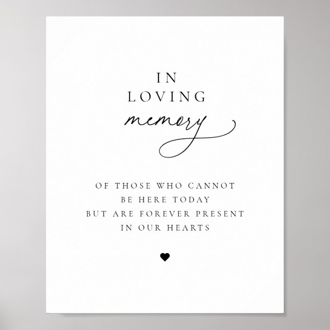 Contemporary Chic Minimalist In Loving Memory Poster (Front)