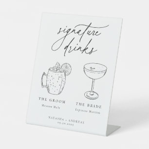 Contemporary Chic Minimalist Signature Drinks Pedestal Sign