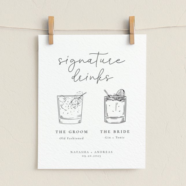 Contemporary Chic Minimalist Signature Drinks Post Poster (Creator Uploaded)
