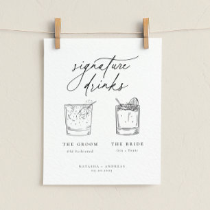 Contemporary Chic Minimalist Signature Drinks Poster
