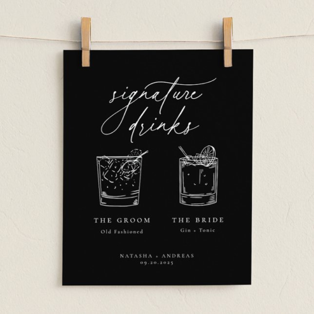 Contemporary Chic Minimalist Signature Drinks Poster (Creator Uploaded)
