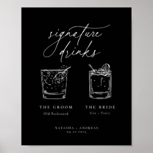 Contemporary Chic Minimalist Signature Drinks Poster