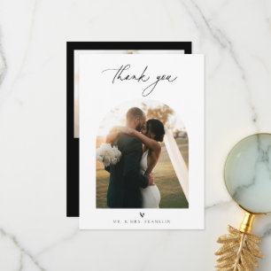 Contemporary Chic Minimalist Wedding Photo Thank You Card