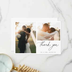Contemporary Chic Minimalist Wedding Photo Thank You Card