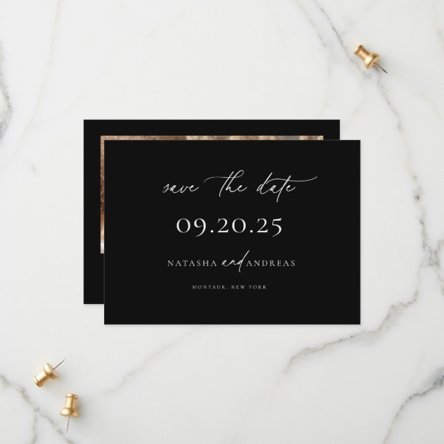 Contemporary Chic Minimalist Wedding Save The Date (Front/Back In Situ)