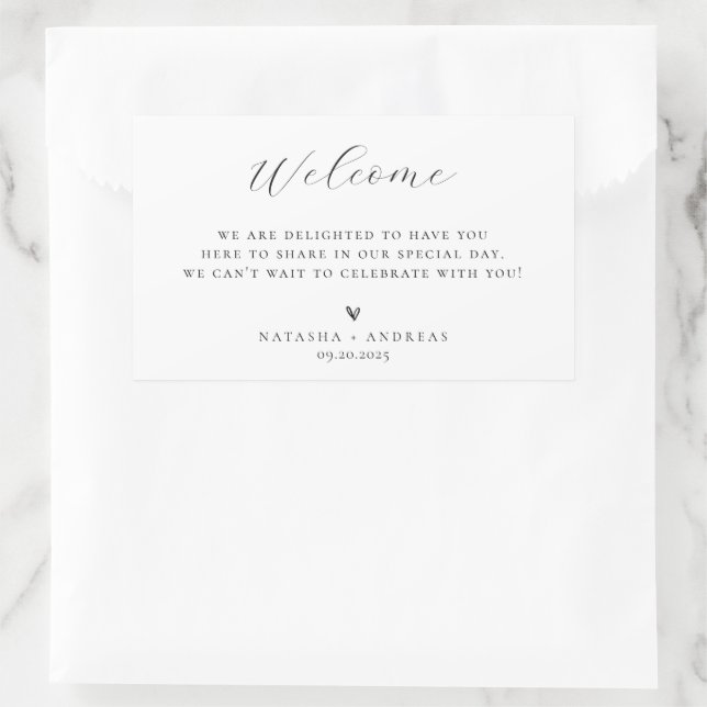Contemporary Chic Minimalist Welcome Rectangular Sticker (Bag)