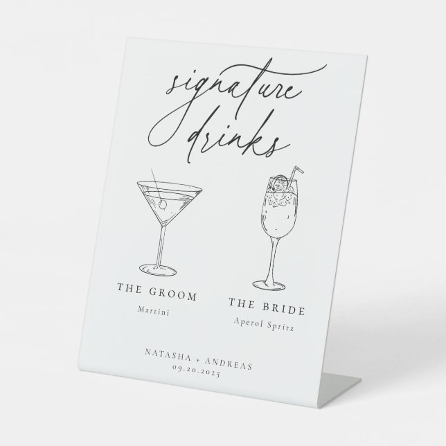 Contemporary Chic Signature Drinks Pedestal Sign (Front)