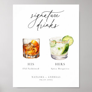 Contemporary Chic Signature Drinks Wedding Poster