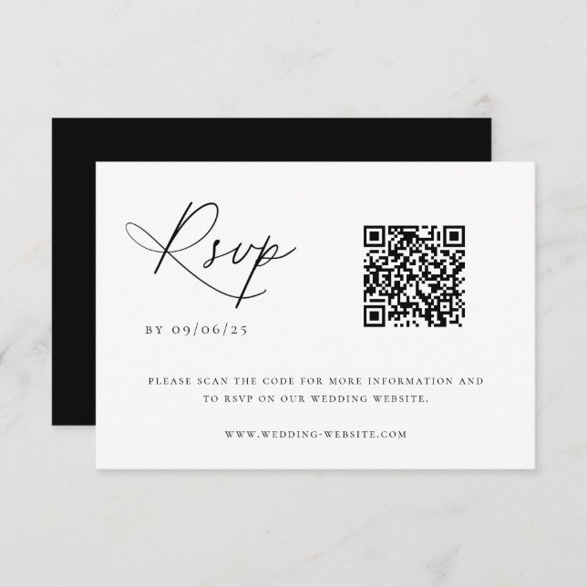 Contemporary Chic Wedding QR Code RSVP Card (Front/Back)