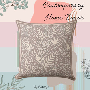 Contemporary Chocolate Milk and Blush Throw Pillow