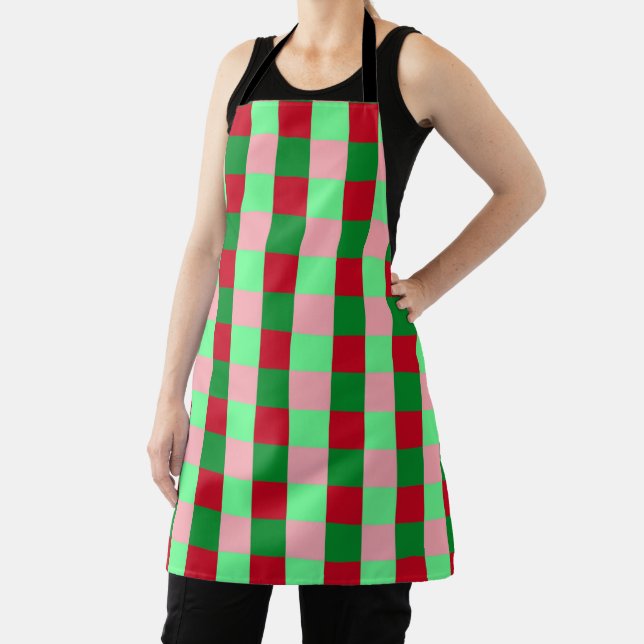 Contemporary Christmas Checkerboard Pattern  Apron (Insitu)