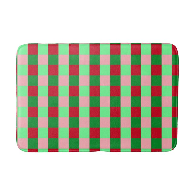 Contemporary Christmas Chequerboard Pattern  Bath Mat (Front)