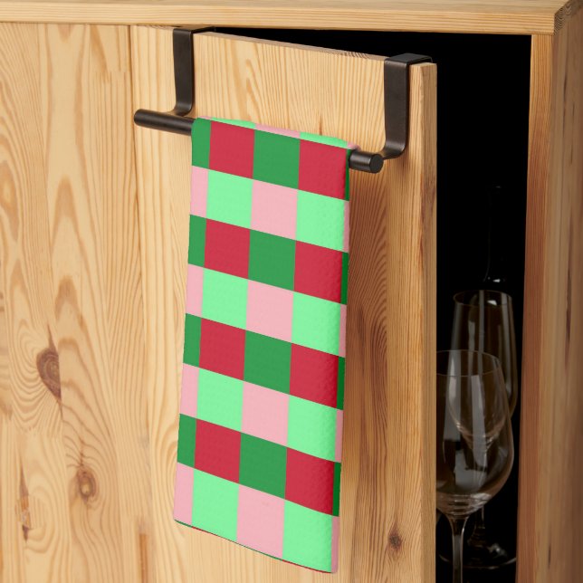Contemporary Christmas Chequerboard Pattern  Tea Towel (Thirds Fold)