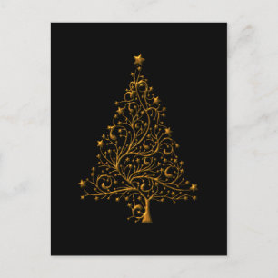 Contemporary Christmas Golden Tree Christmas Holiday Postcard