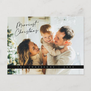 Contemporary Christmas Greeting, Family Photo Postcard