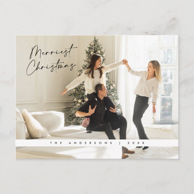  Contemporary Christmas Greeting, Family Photo Postcard (Front)