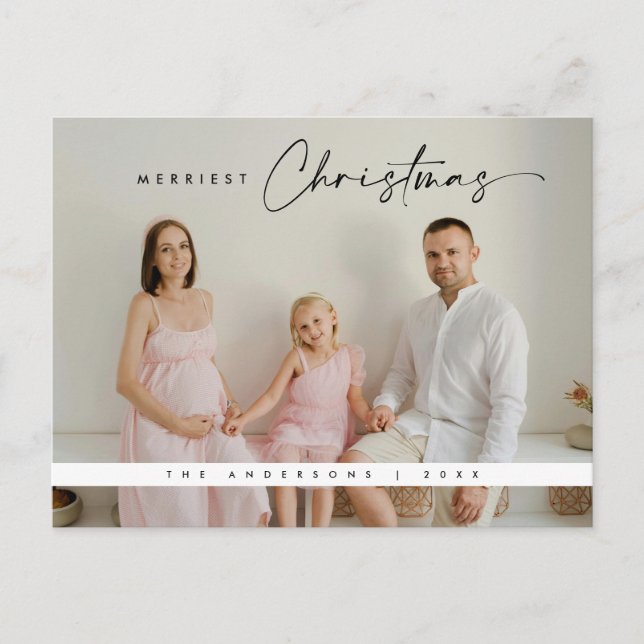  Contemporary Christmas Greeting, Family Photo Postcard (Front)