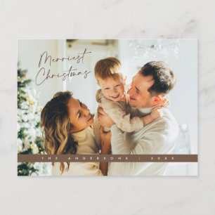 Contemporary Christmas Greeting, Family Photo Postcard