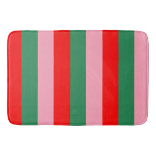 Contemporary Christmas Stripes Bath Mat