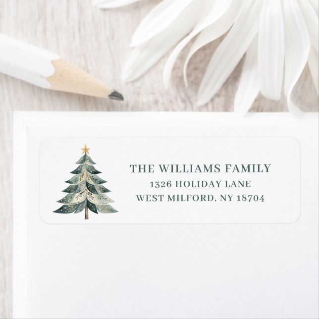 Contemporary Christmas Tree Address Label Return Address Label (Insitu)