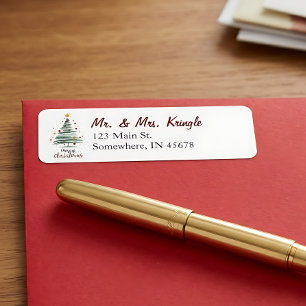 Contemporary Christmas Tree Return Address Label