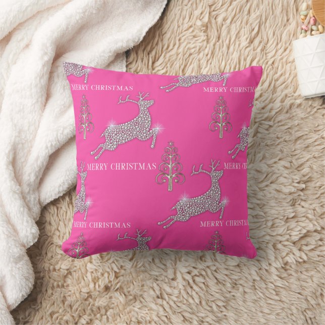 Contemporary Christmas Trees and Diamond Reindeer Cushion (Blanket)