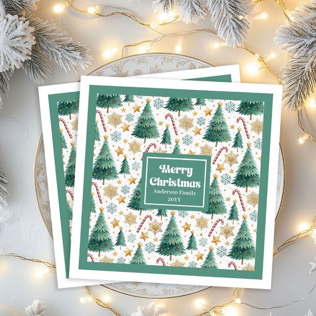 Contemporary Christmas Trees Festive Paper Napkins (Contemporary Christmas Trees Festive Paper Napkins)