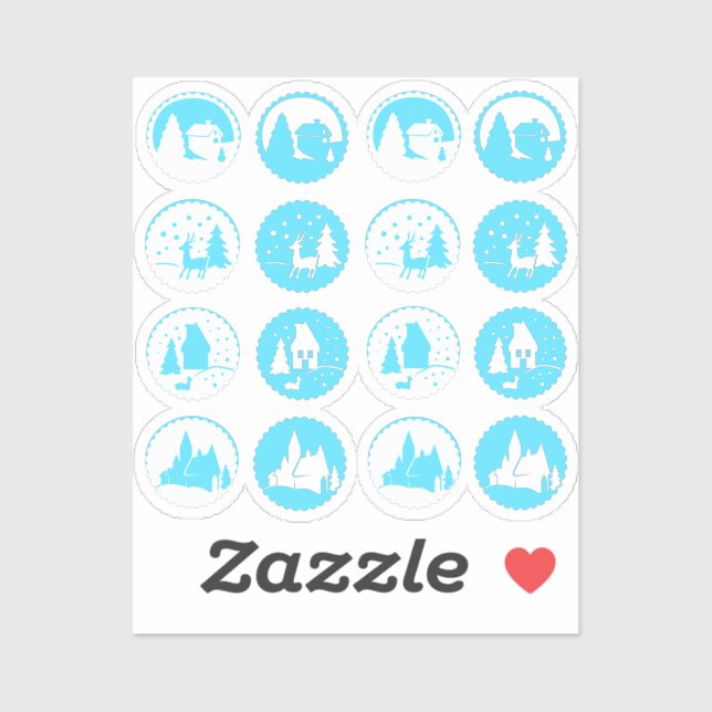 Contemporary Christmas Winter Scene Set Ice Blue (Sheet)