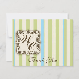 Contemporary Classic Thank You Note: Sage and Blue Note Card