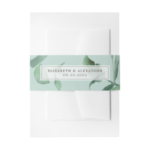 Contemporary classy eucalyptus greenery wedding in invitation belly band
