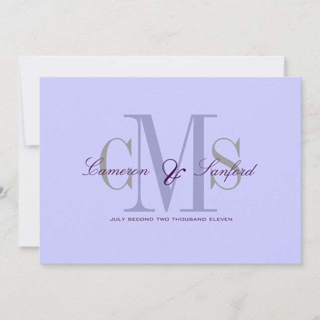 Contemporary + classy monogram Wedding Invitations (Front)