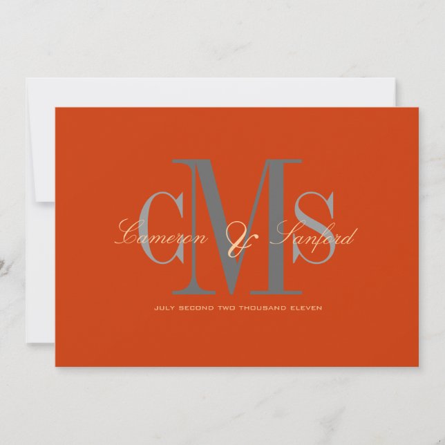 Contemporary + classy/orange + spice invitation (Front)