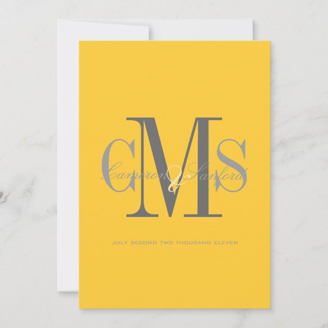 Contemporary + classy/yellow + grey invitation (Front)