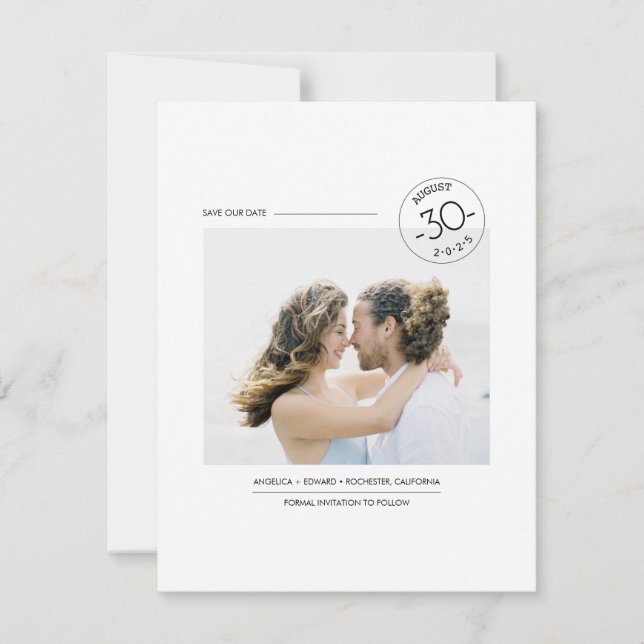 Contemporary Clean Minimalist Save the Date Photo (Front)